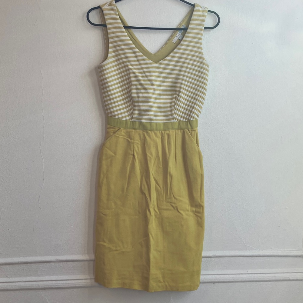 Boden Striped Yellow and Cream Midi Dress